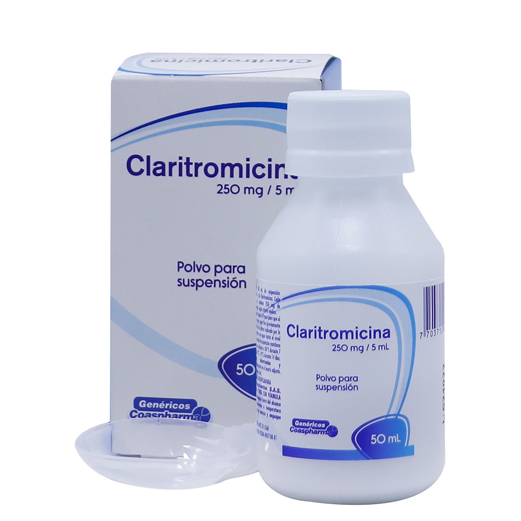 CLARITROMICINA 250 mg/5 mL x 50 mL PVO SUSP
